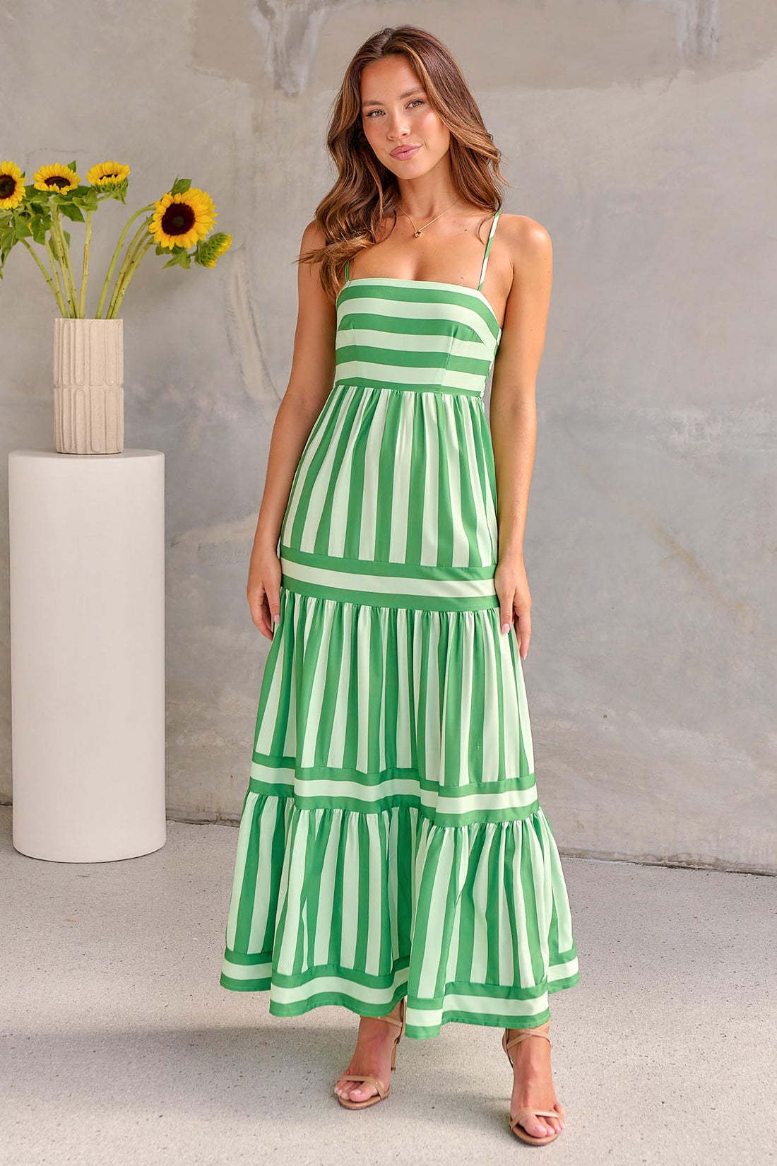 Striped Suspender Dress with Pockets
