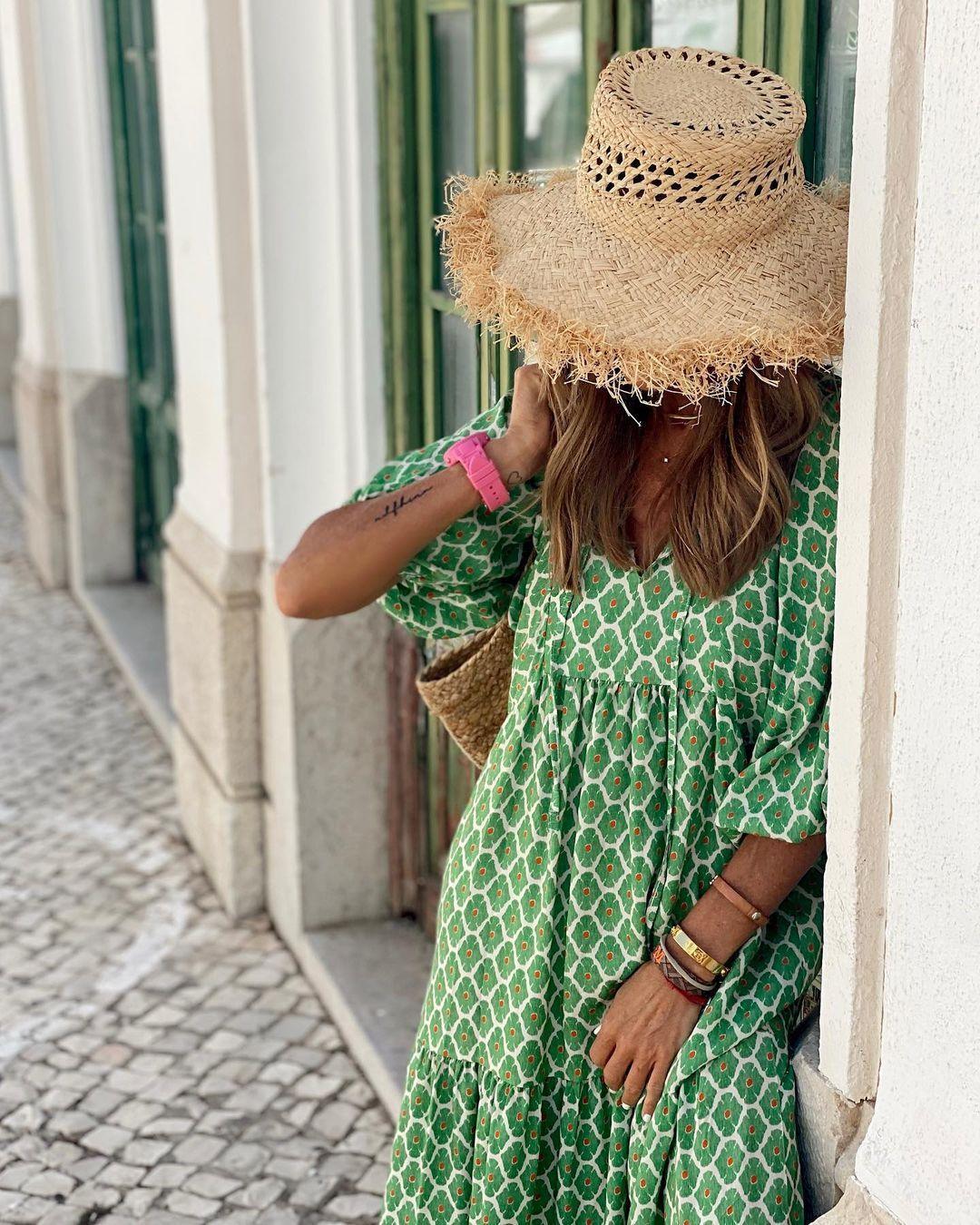 Summer Women's Vintage Printed Bohemian Dress Elegant