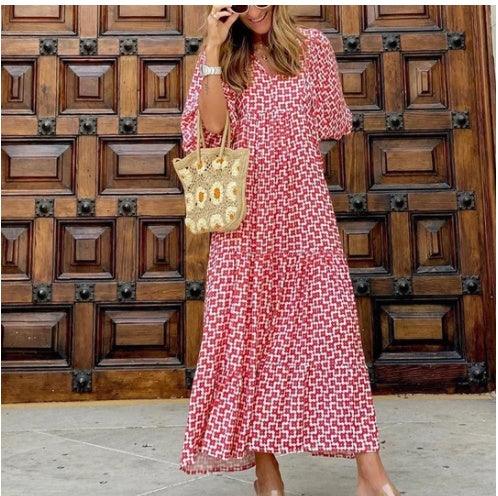 Summer Women's Vintage Printed Bohemian Dress Elegant