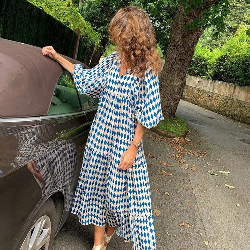 Summer Women's Vintage Printed Bohemian Dress Elegant